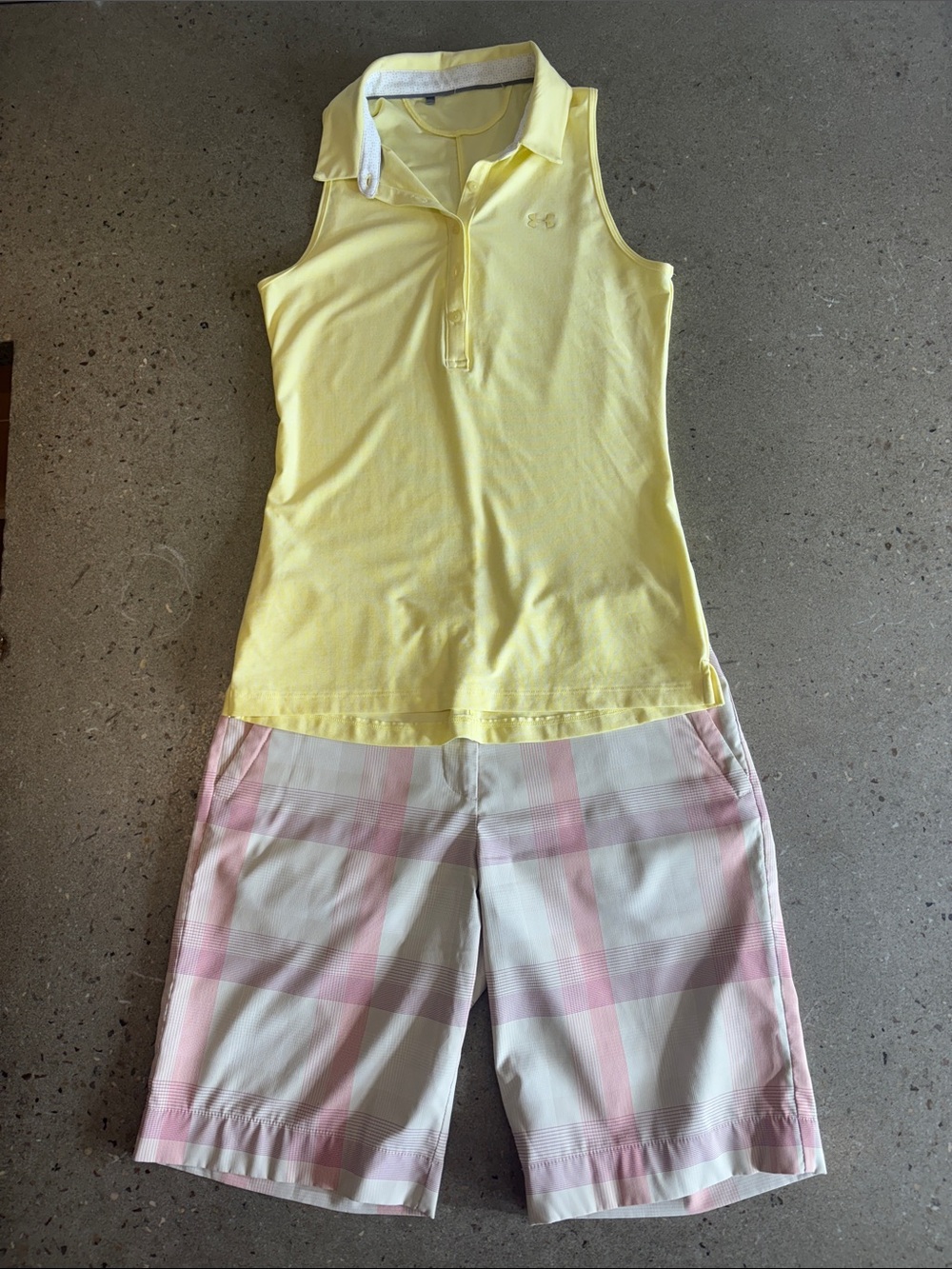 Under Armour Nike Golf Outfit Set S Size 6 Yellow Pink Plaid
